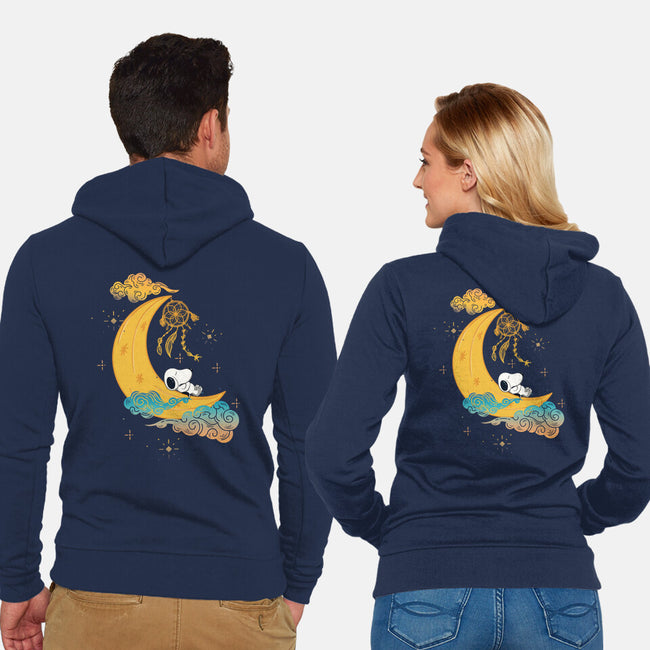 Snoopy Moon-Unisex-Zip-Up-Sweatshirt-MaxoArt