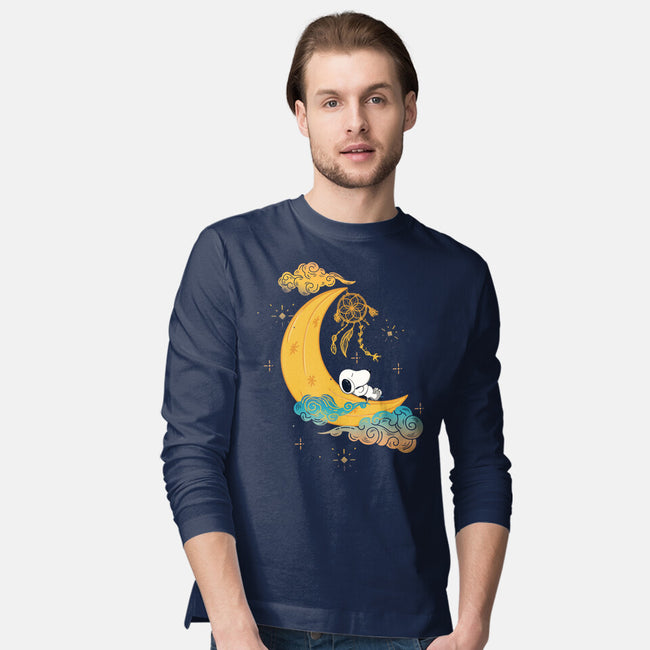 Snoopy Moon-Mens-Long Sleeved-Tee-MaxoArt