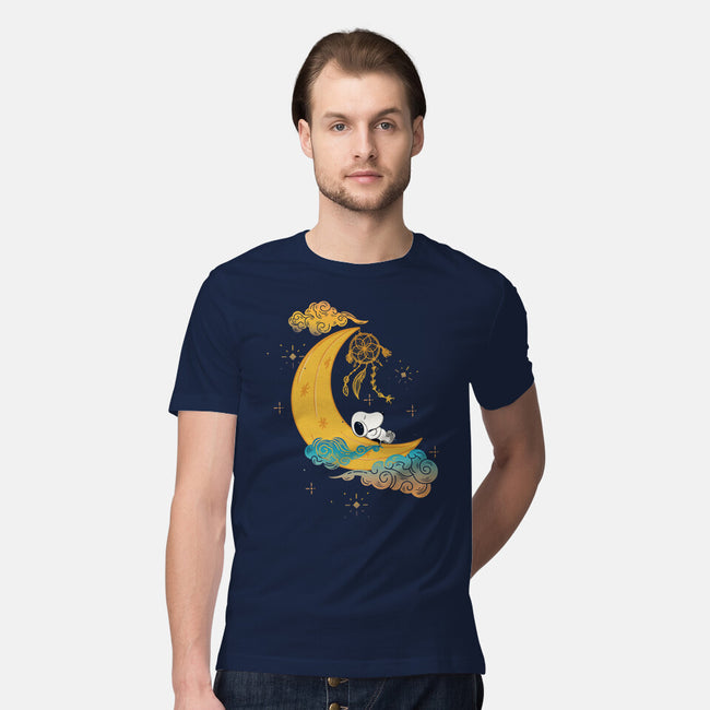 Snoopy Moon-Mens-Premium-Tee-MaxoArt