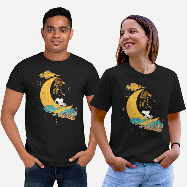 Snoopy Moon-Unisex-Basic-Tee-MaxoArt