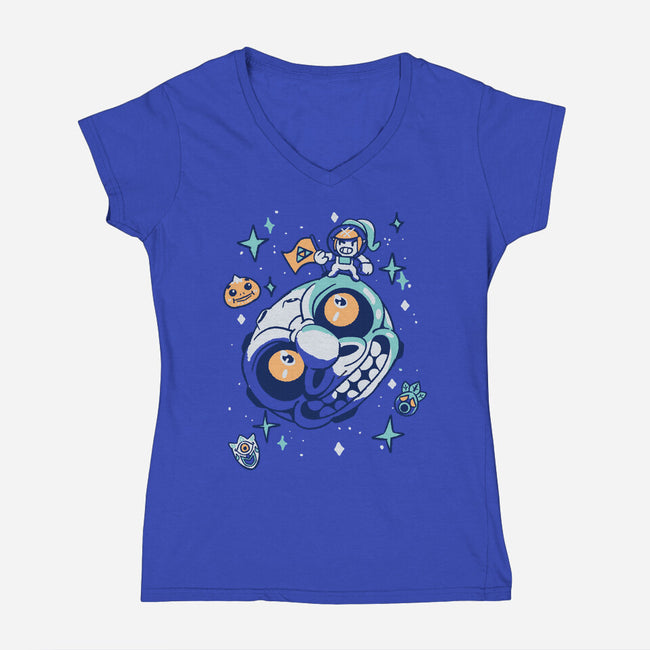 Conquering The Moon-Womens-V-Neck-Tee-Sketchdemao