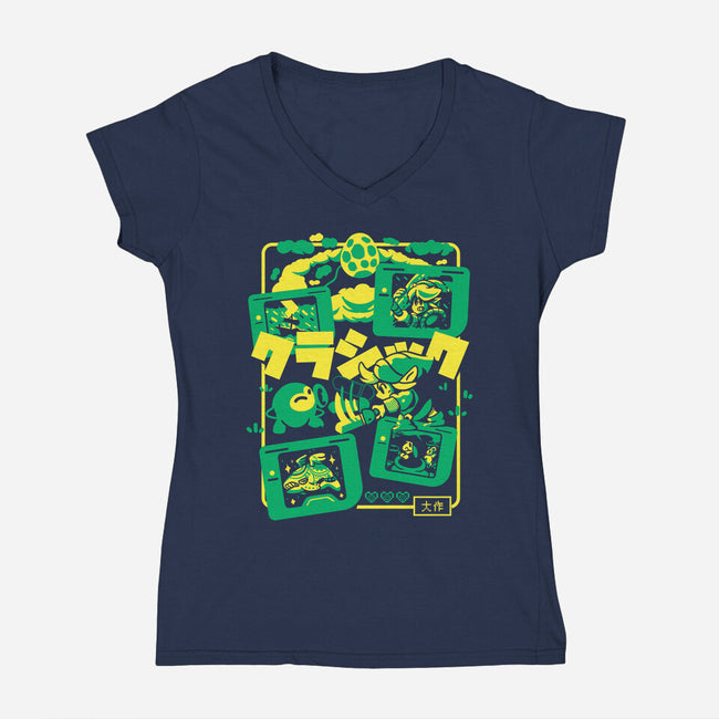 Hero Awakes-Womens-V-Neck-Tee-Sketchdemao