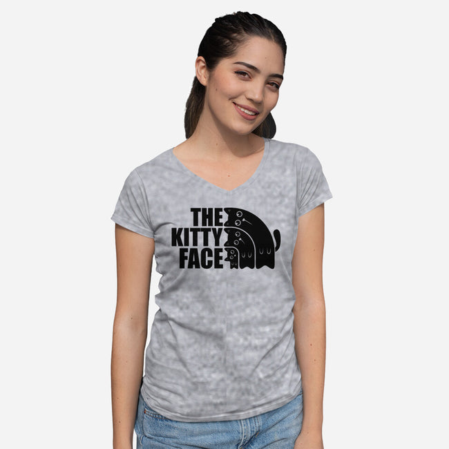 The Kitty Face-Womens-V-Neck-Tee-erion_designs