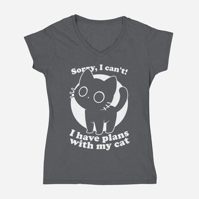 I Like Cats Not People-Womens-V-Neck-Tee-Studio Mootant