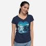 Valentine Dragons-Womens-V-Neck-Tee-Vallina84