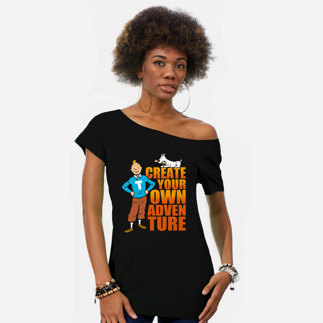 Create Your Own Adventure-Womens-Off Shoulder-Tee-Boggs Nicolas