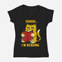 Shhhh I'm Reading-Womens-V-Neck-Tee-sebasebi