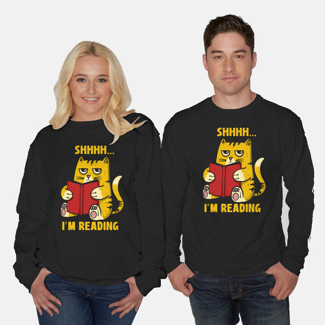 Shhhh I'm Reading-Unisex-Crew Neck-Sweatshirt-sebasebi