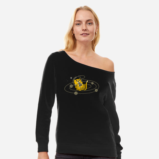 Space Cat-Womens-Off Shoulder-Sweatshirt-sebasebi