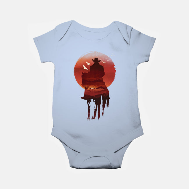 Red Sunset Cowboy-Baby-Basic-Onesie-dandingeroz