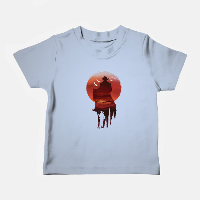 Red Sunset Cowboy-Baby-Basic-Tee-dandingeroz