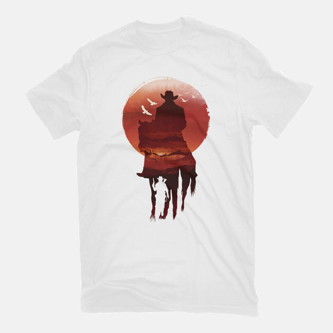 Red Sunset Cowboy-Womens-Basic-Tee-dandingeroz