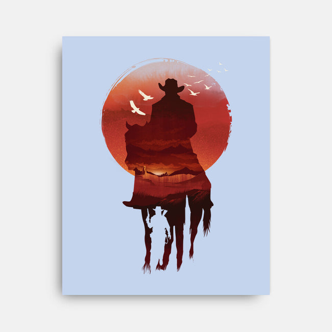 Red Sunset Cowboy-None-Stretched-Canvas-dandingeroz