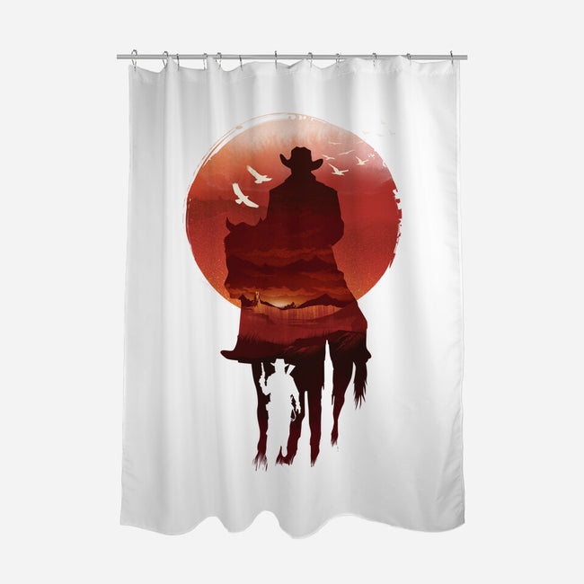 Red Sunset Cowboy-None-Polyester-Shower Curtain-dandingeroz