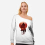 Red Sunset Cowboy-Womens-Off Shoulder-Sweatshirt-dandingeroz