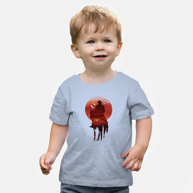 Red Sunset Cowboy-Baby-Basic-Tee-dandingeroz