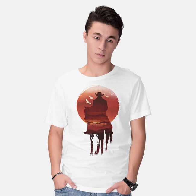 Red Sunset Cowboy-Mens-Basic-Tee-dandingeroz