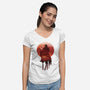 Red Sunset Cowboy-Womens-V-Neck-Tee-dandingeroz