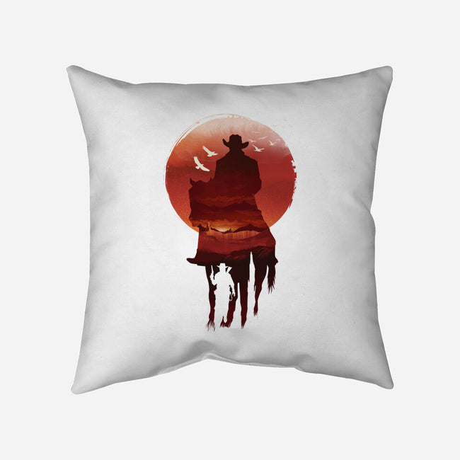 Red Sunset Cowboy-None-Removable Cover w Insert-Throw Pillow-dandingeroz