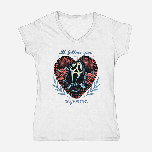 Following Anywhere-Womens-V-Neck-Tee-glitchygorilla