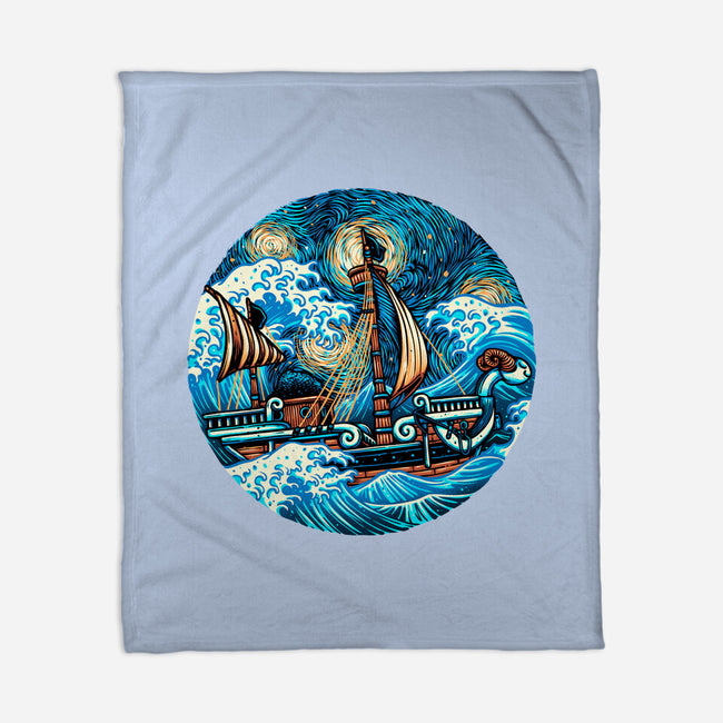 Pirate Waves-None-Fleece-Blanket-glitchygorilla