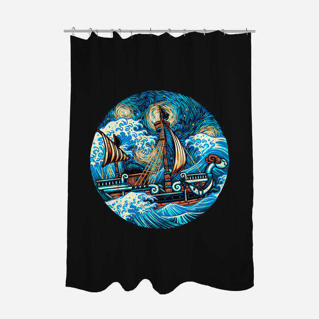 Pirate Waves-None-Polyester-Shower Curtain-glitchygorilla