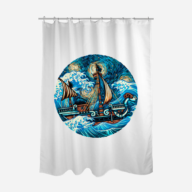 Pirate Waves-None-Polyester-Shower Curtain-glitchygorilla