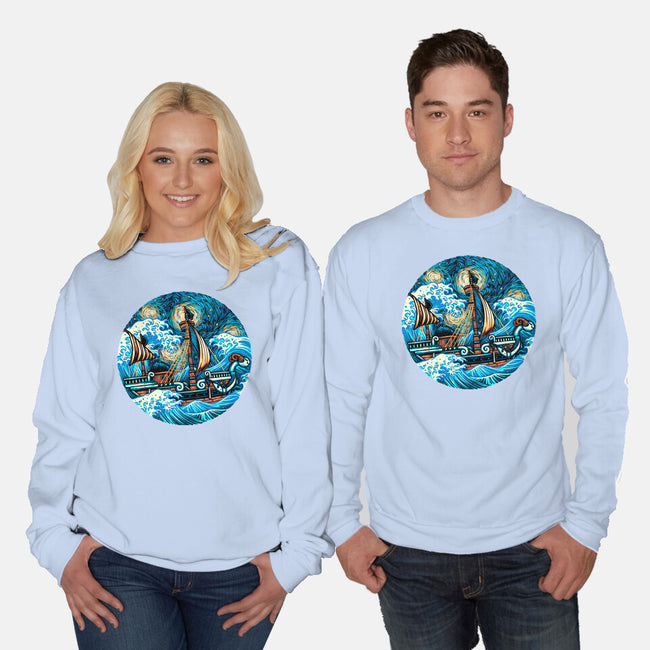 Pirate Waves-Unisex-Crew Neck-Sweatshirt-glitchygorilla