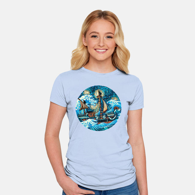 Pirate Waves-Womens-Fitted-Tee-glitchygorilla