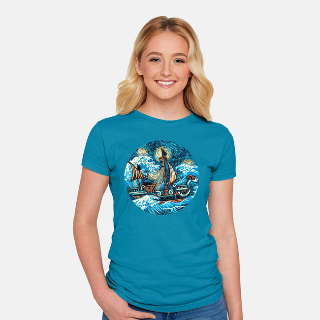 Pirate Waves-Womens-Fitted-Tee-glitchygorilla