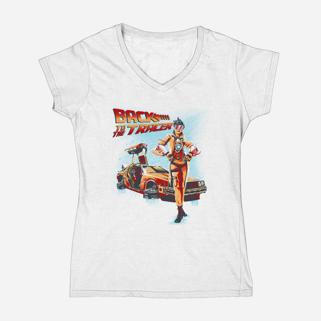 Back To The Tracer-Womens-V-Neck-Tee-yumie