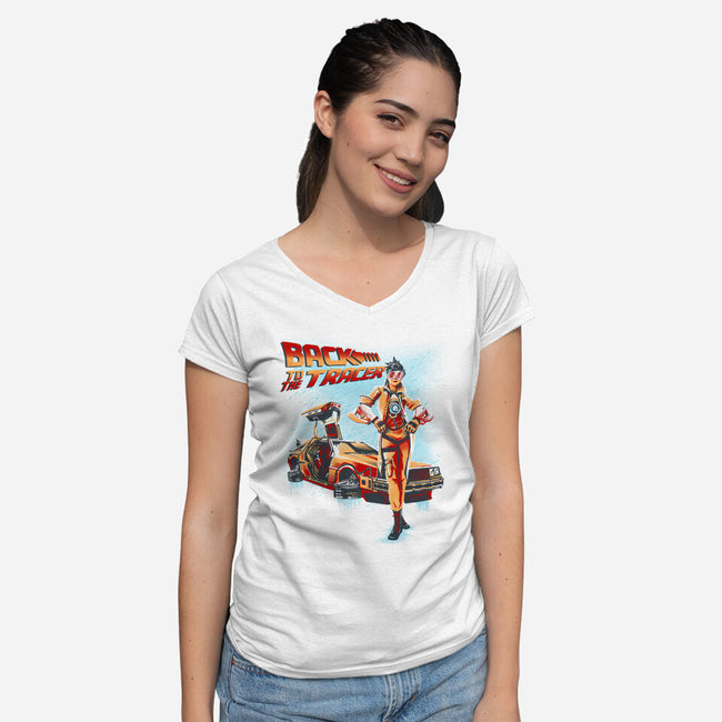 Back To The Tracer-Womens-V-Neck-Tee-yumie