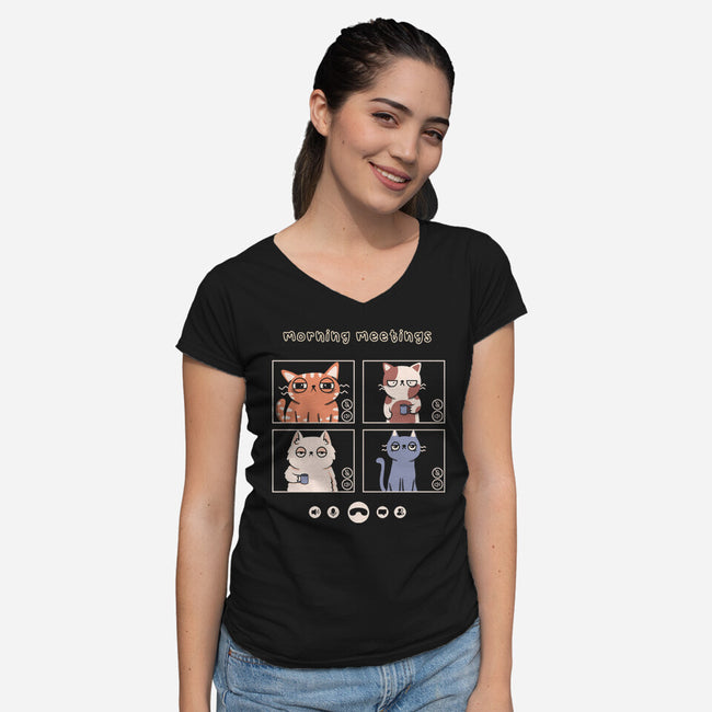 Morning Meetings-Womens-V-Neck-Tee-yumie