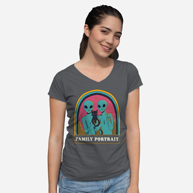 Portrait Family-Womens-V-Neck-Tee-yumie