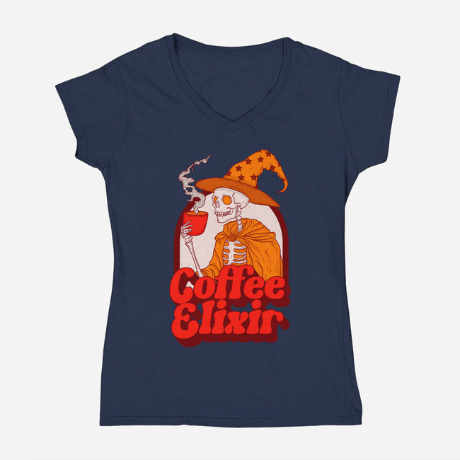 Coffee Elixir-Womens-V-Neck-Tee-Jess.Adams.Creates