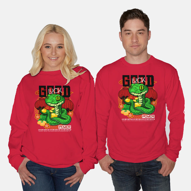 Good Luck Snake-Unisex-Crew Neck-Sweatshirt-bloomgrace28