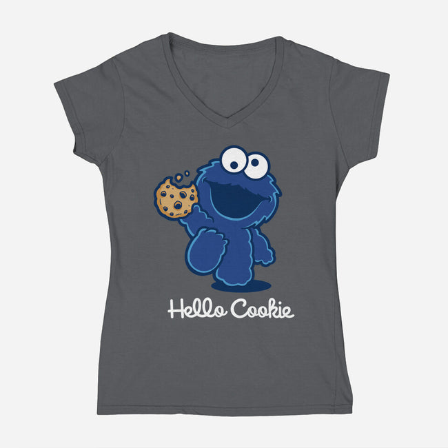 Hello Cookie-Womens-V-Neck-Tee-retrodivision