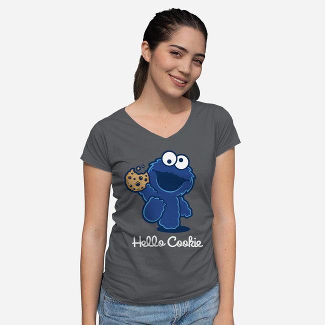 Hello Cookie-Womens-V-Neck-Tee-retrodivision