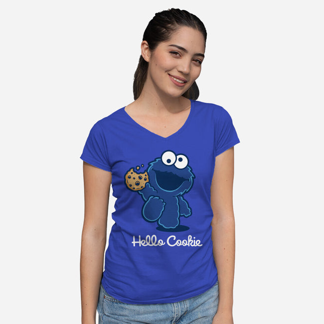 Hello Cookie-Womens-V-Neck-Tee-retrodivision