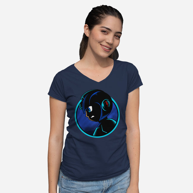 Shadow Cyborg-Womens-V-Neck-Tee-spoilerinc