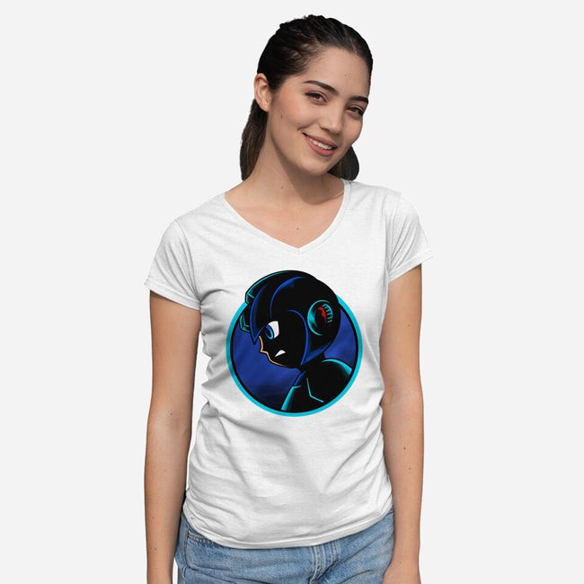 Shadow Cyborg-Womens-V-Neck-Tee-spoilerinc