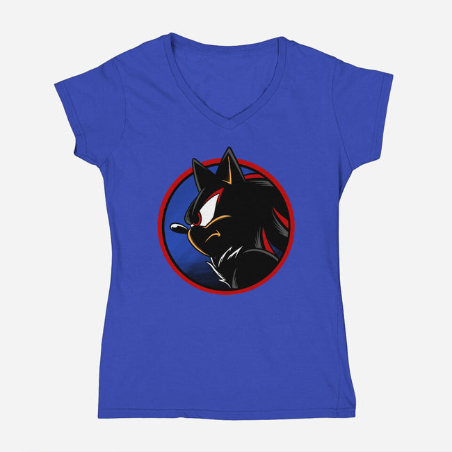 Dark Hedgehog-Womens-V-Neck-Tee-spoilerinc