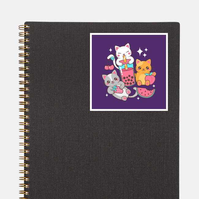 Boba Tea Kittens-None-Glossy-Sticker-robyriker