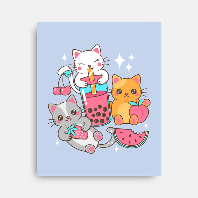 Boba Tea Kittens-None-Stretched-Canvas-robyriker