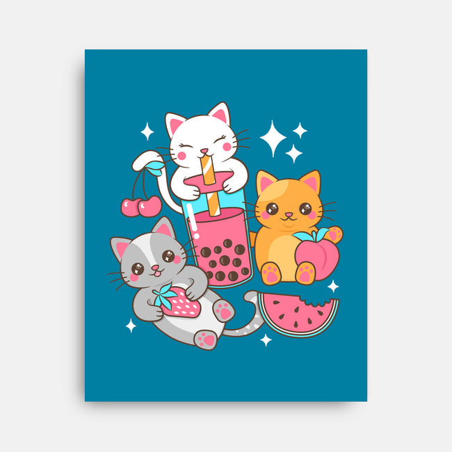 Boba Tea Kittens-None-Stretched-Canvas-robyriker