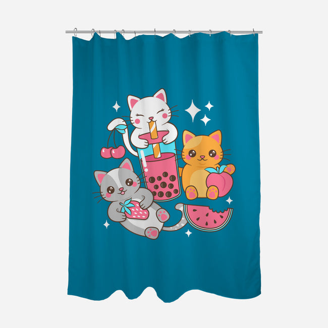 Boba Tea Kittens-None-Polyester-Shower Curtain-robyriker