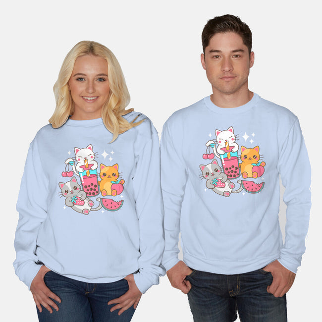 Boba Tea Kittens-Unisex-Crew Neck-Sweatshirt-robyriker