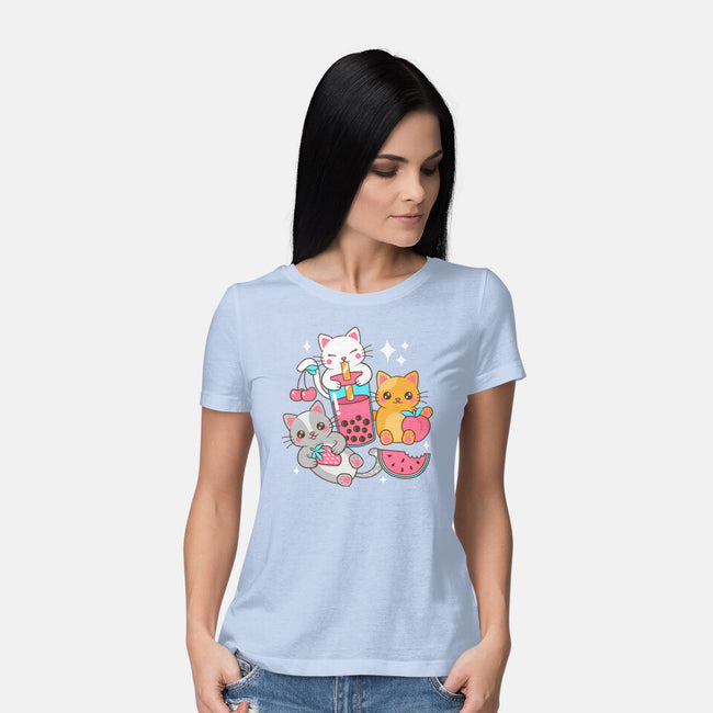 Boba Tea Kittens-Womens-Basic-Tee-robyriker