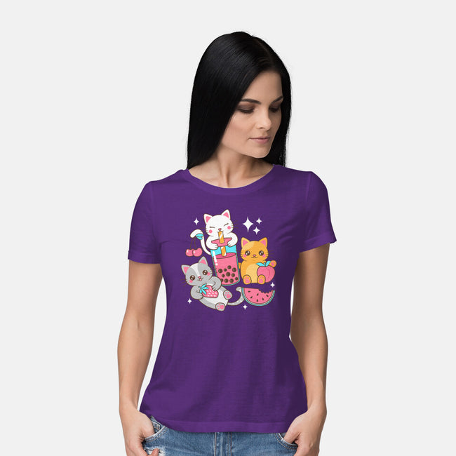 Boba Tea Kittens-Womens-Basic-Tee-robyriker