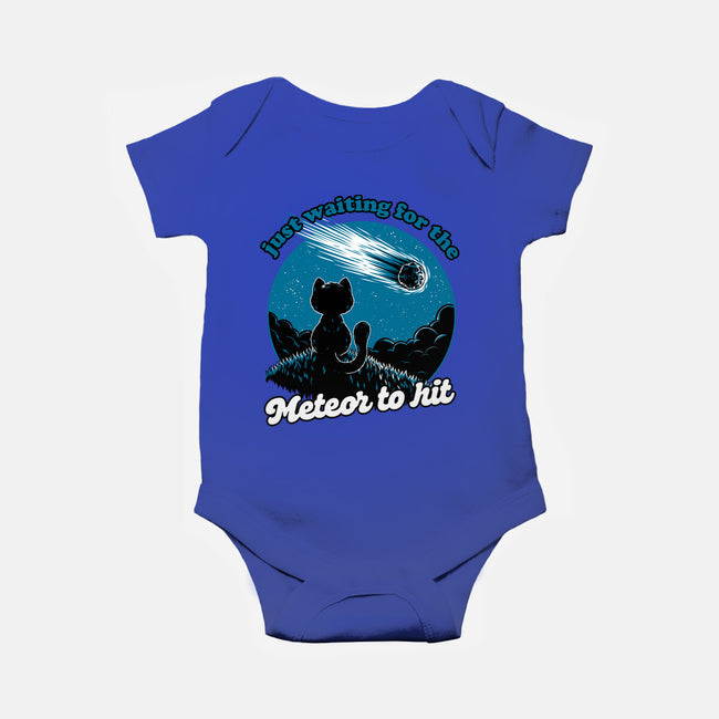 Cat Waiting The Meteor-Baby-Basic-Onesie-Studio Mootant